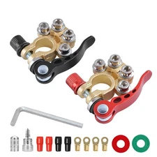 Car Battery Terminal Connectors, 2 Pcs 4 Way Quick Release Disconnect Car Bat...