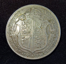 1915 King George V Half Crown Excellent Condition 14.1 grams Sterling Silver 