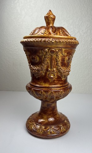 Vaso o urna vintage 1974 con coperchio fiori arancione intenso 12” scritta arner’s 1974 LEGGI - Foto 2 di 15