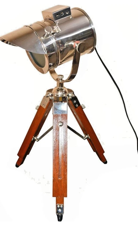 Nautical Searchlight Spot Light Designer Studio Table Lamp With Tripod Stand - Image 3 of 4
