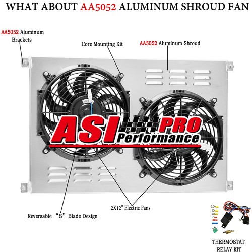 Aluminum Shroud+2*12" Fans For 1961-1964 Ford F100 F250 F350 Truck Pickup L6