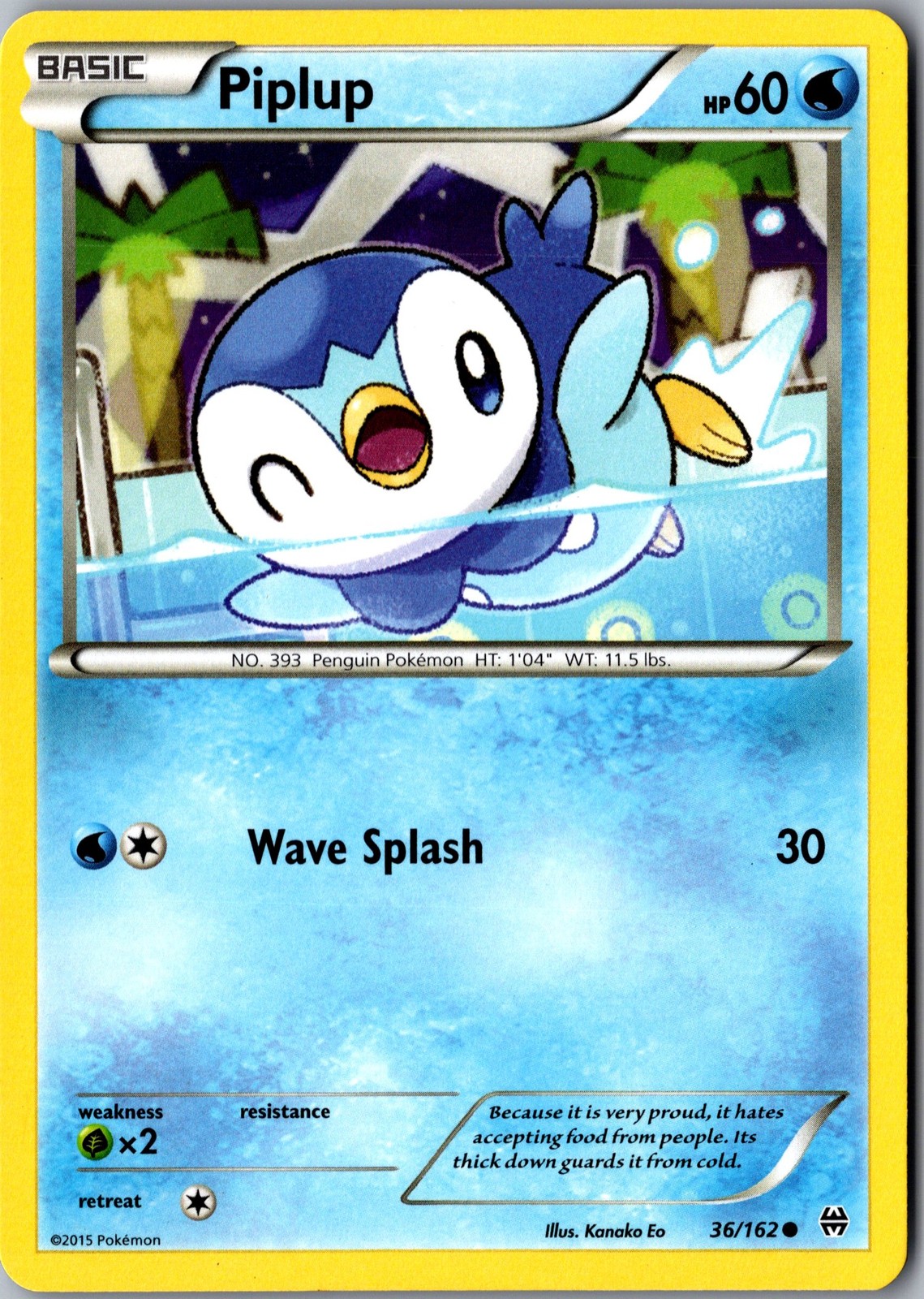 Piplup 36/162 Common XY - BREAKthrough LP Pokemon Card