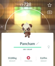 Pokémon - Shiny Pancham - P T C - 80k stardust - Please see description