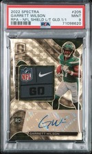 2022 Spectra Garrett Wilson RPA Nike Shield Laundry Tag 1/1 Gold Vinyl PSA 9 RC!