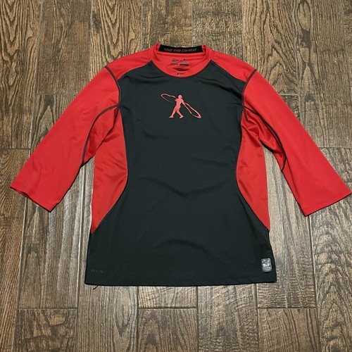 Nike Baseball Mens Ken Griffey Jr. Swingman RED Grey 3/4 Sleeve FITTED Shirt LG