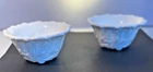 2 Vintage Milk Glass Footed Small White Bowl With Swirled Leaf Design on Sides