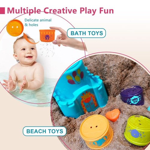 Baby Stacking Toys for Toddler 1-3, Nesting Cup Shape Sorter for Infant 6 to ... - Picture 3 of 6
