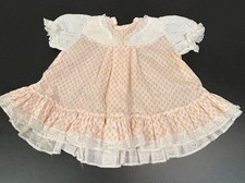 VTG Frilly Floral Lace Ruffle Hem Puff Sleeve Dress 80s Girl Infant Sz 0-6 mo