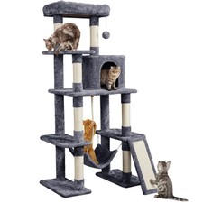 63in Large Cat Tree for Heavy Cats up to 22lbs,Anti-Wobble Tower w/Condo Hammock