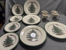 Spode Christmas Tree 12 Piece Set Dinnerware Plates Mugs Holiday China SS3324-A8