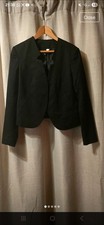 H & M Divided Vintage Black Colarless Jacket Size 10