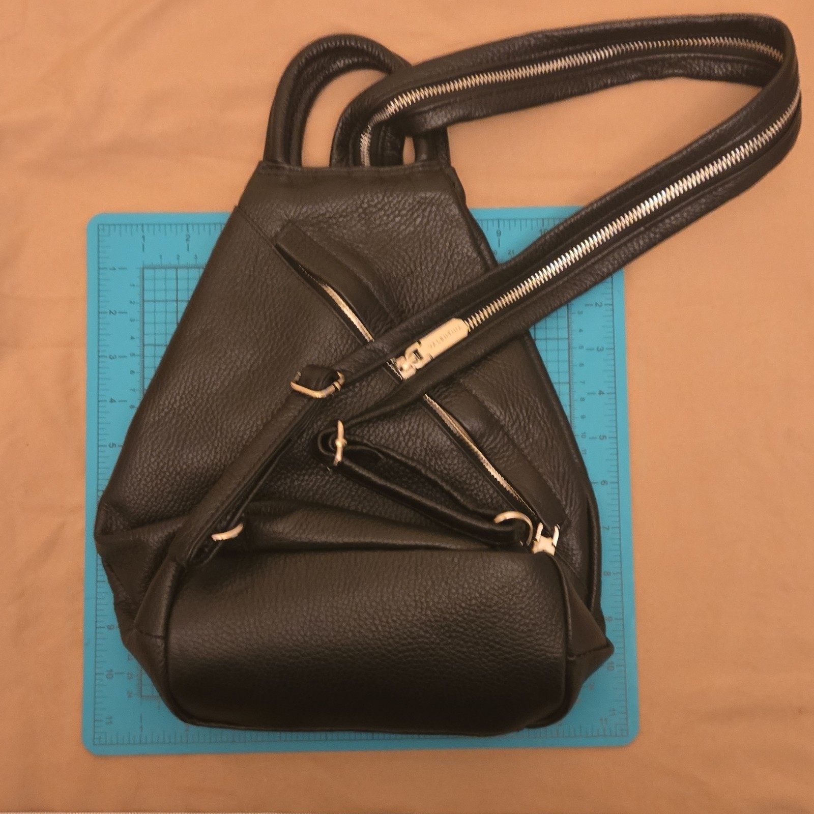 Valentina Black Backpack Triangle Shape Zipper Ac… - image 2