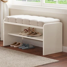 18" Entryway Sit Down Bench with Padded Seat Shoe Bench with Storage