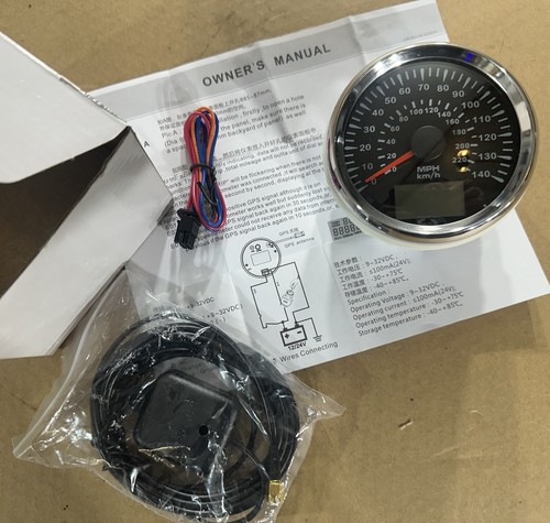 3-3/8GPS Speedometer 140 MPH Chrome Auto Truck Motorcycle Boat 9-32V BlacK - Picture 4 of 4