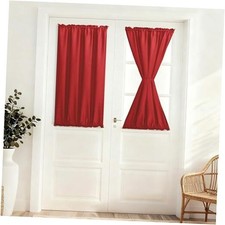 French Door Curtains for Small Window, Rod Pocket 25"W x 40"L Pack of 1 Red