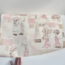 Vintage Sarah Kay Pink Brown Cream Little Girl and Boy Wholesome 70s Wallpaper