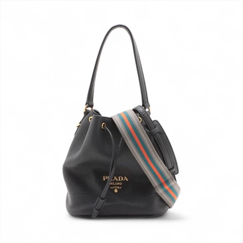 Prada Vitello Daino Leather 2 Way Shoulder Bag Black
