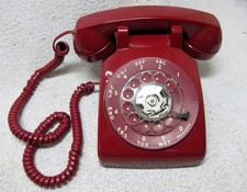 Vnt 1980's Bell System Rotary Dial RED Desk Telephone Phone.Western Elec.Hotline