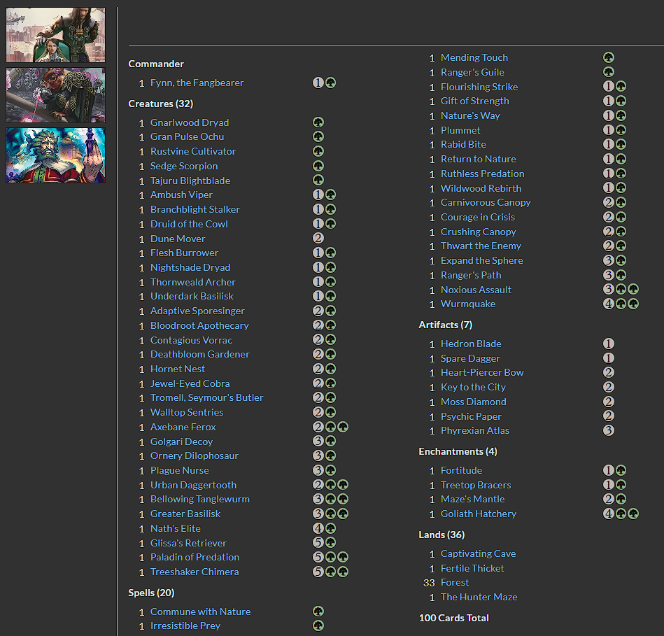 Fynn, the Fangbearer MTG EDH Commander Deck, Mono Green Deathtouch | eBay