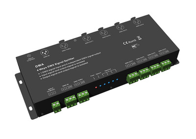 DMX512 Splitter 4-fach Signalverteiler Verstärker 12-36V XLR Schraubklemme LED