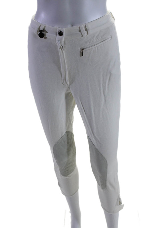 Pikeur Womens Cotton Patchwork Button Slip-On Riding Breeches White Size EUR 28