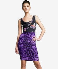 Dolce & Gabbana Floral Leopard Print Ruched Silk Italy Sheath Dress IT40