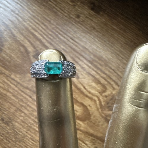 Bomb Party Ring Size 7 Rbp7501 Plated LC Emerald Fused Genuine Quartz May Bday