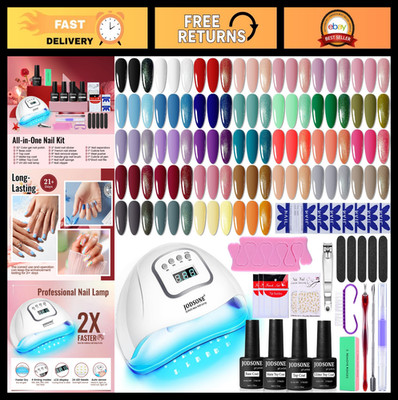 Gel Nail Polish Kit with UV Light - 32 Colors + 4 Adhesive Bottles, Soak Off Man