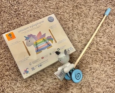 Orange Tree Toys Unicorn Xylophone and Wooden Push Toy (Maisonette). Brand New!