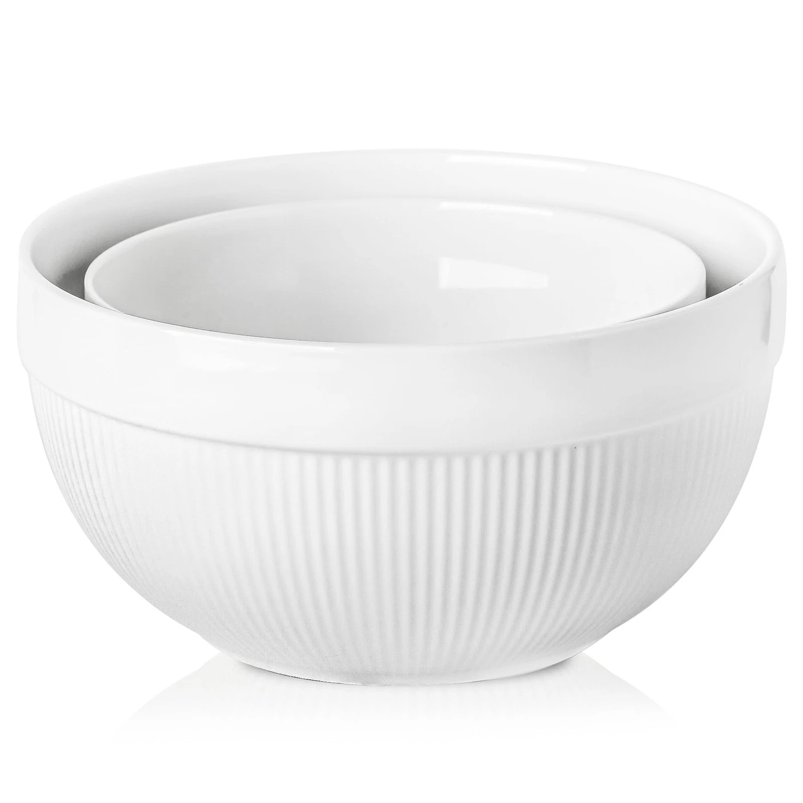 TEAKISS Ceramic Large Mixing Bowls for Kitchen, Set of 2 Big Serving Bowls fo...