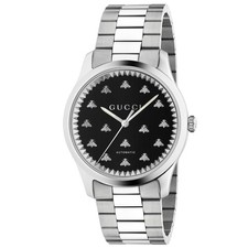 Gucci SWISS Automatic Black Bee Dial Stainless Steel Men's Watch YA126283