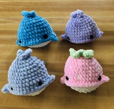 New Crocheted Handmade Multicolor Whale Mini Plushie Stuffed Animal 3-4 Inches