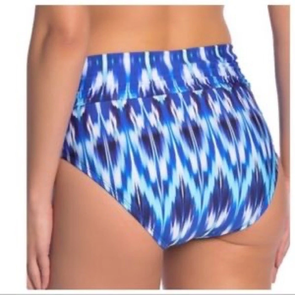 Nuevo con etiquetas Pantalones de natación de bikini de cintura alta acanalados estampados en cascada Athena talla 6  Foto 2 de 4