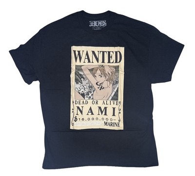One Piece New Adult T-Shirt Small - Nami Wanted Dead or Alive Poster New