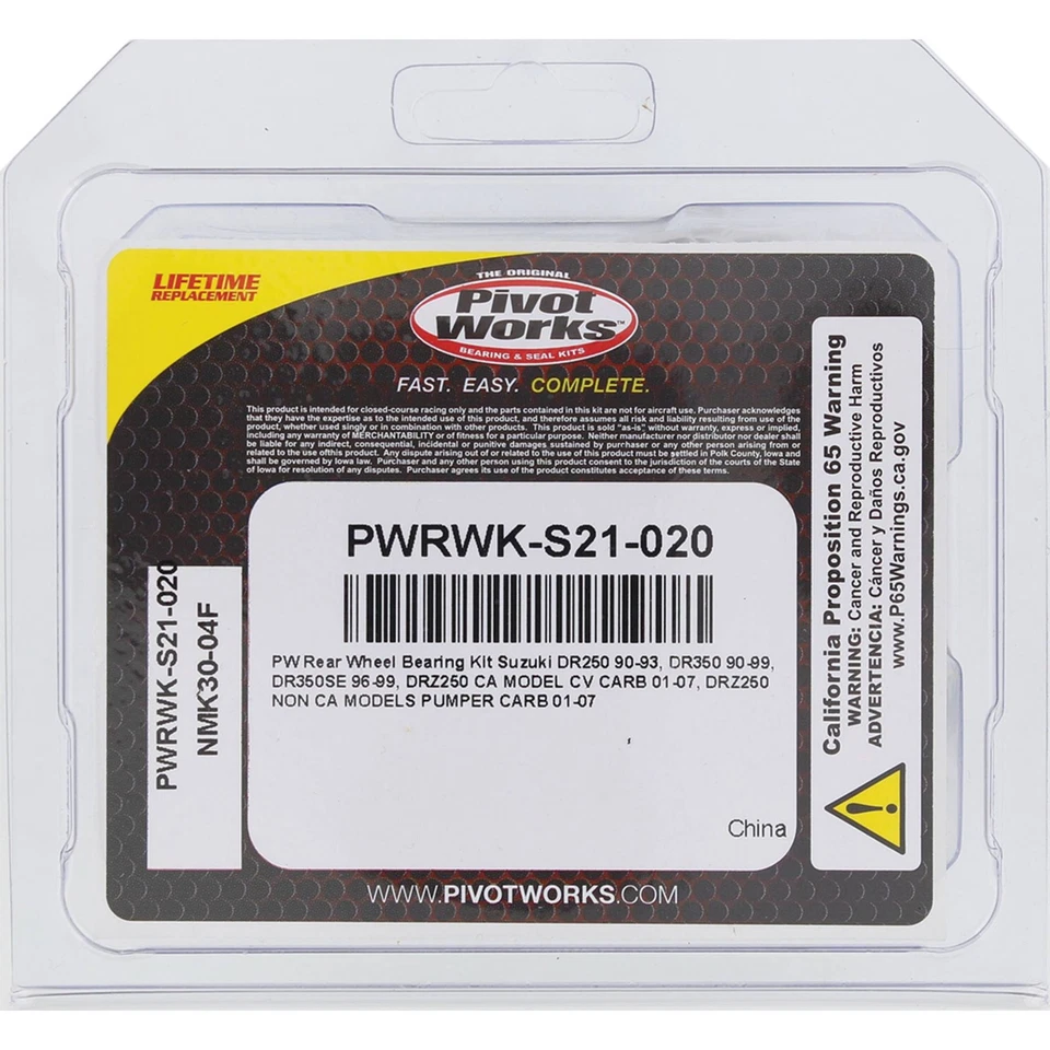 New Pivot Works Wheel Bearing Kit PWRWK-S21-020 For Suzuki DR 250 1990-1993 Foto 4 de 4