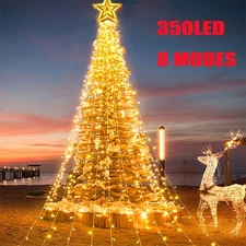 350 LED Outdoor Waterfall String Lights Christmas Tree Waterproof Garden Decor