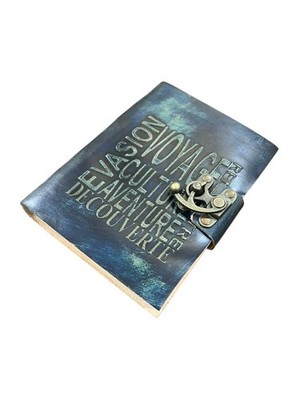 Black Double Moon Printed Leather Bound Journal Diary with Button Closure