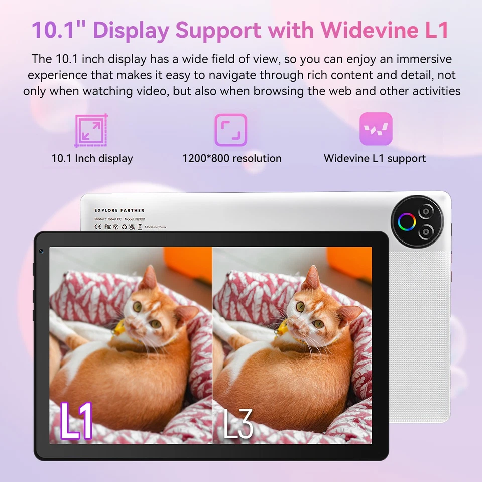 10.1 inch Android 14 Tablets HD Touchscreen Octa-Core 16GB+64GB RAM Dual Camera - Image 4 of 4