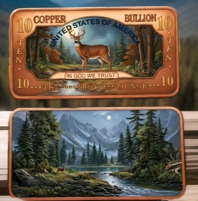 #ad 10 Troy Ounce Copper Bar Deer Design United States of America Landscape $55.00