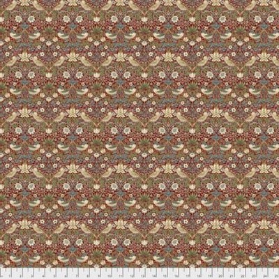 Morris & Co. Kelmscott PWWM002 Mini Stawberry Thief Red Cotton Fabric By Yd