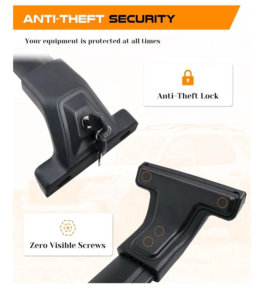 Запираемые поперечные штанги багажника на крышу 265 фунтов подходят для Honda Pilot 2023-2026 годов выпуска - Изображение 4 из 4