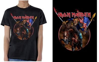 Iron Maiden Maiden England Custer USA Drapeau Métal T-Shirt Pour Adultes  Hommes
