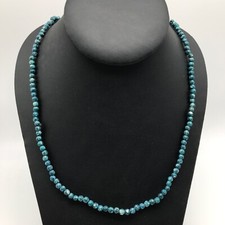 Blue Green Glass Beaded Long Strand Ladies Necklace 34"