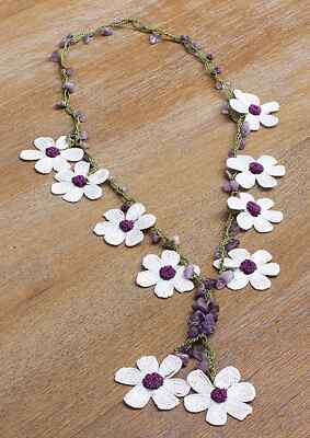 Oya Crochet Necklace Needle Lace 17.72'' BRAND NEW FAST Shipment mekiye-019