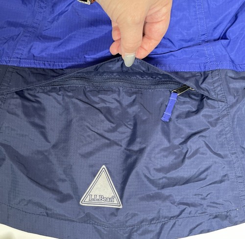 L.L. Bean Hooded Rain Coat Jacket Boys Size XL 18 Blue 100% Nylon Packable - Picture 13 of 15