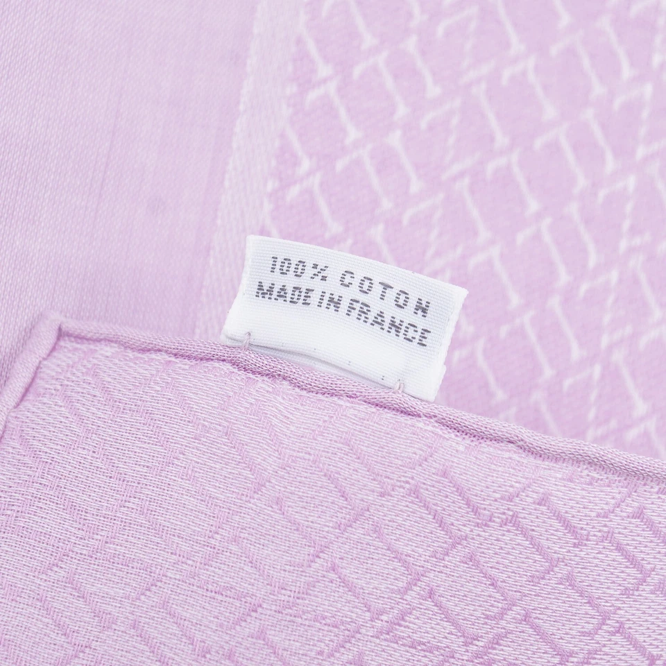 Zilli Lilac Pink Superfine Cotton Pocket Square with Woven Monogram Border - Image 4 of 4