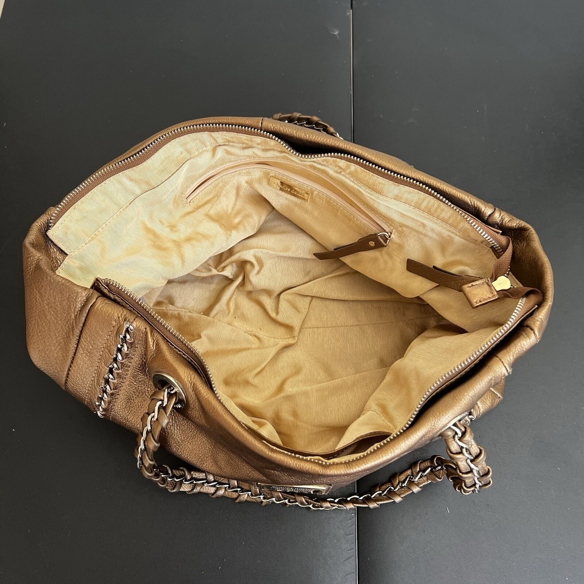 Charles David Leather Handbag Shoulder Bag With Two Straps And 