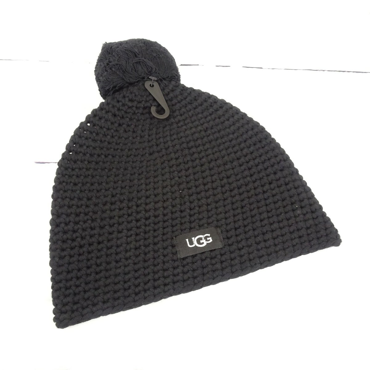 UGG UNISEX BEANIE POM KNIT‎ HAT CHARCOAL UGG Australia Charcoal Gray Wool Blend Ribbed Cuff Beanie  main image 2