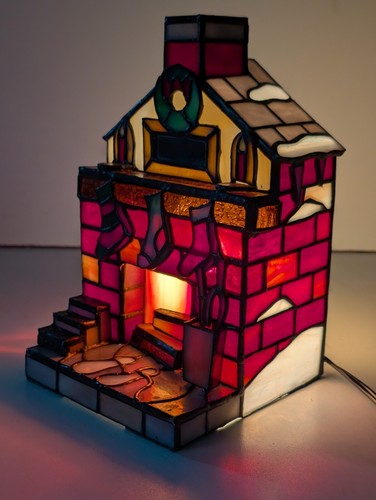 Vintage Meyda Lighting 9" x 5.5" Tiffany Fireplace Accent Lamp Holiday Everyday - Picture 3 of 8