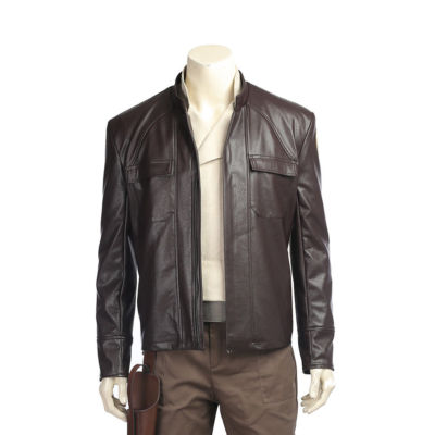 Star Wars The Last Jedi Poe Dameron Brown Leather Jacket Halloween Costume 